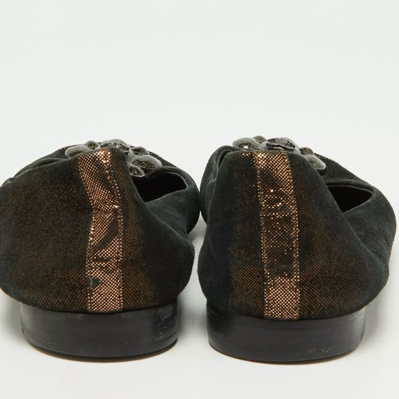 CHANEL Rare Bronze Metallic Flats with Beautiful Toe Feature!! 38.5 - Picture 6 of 9